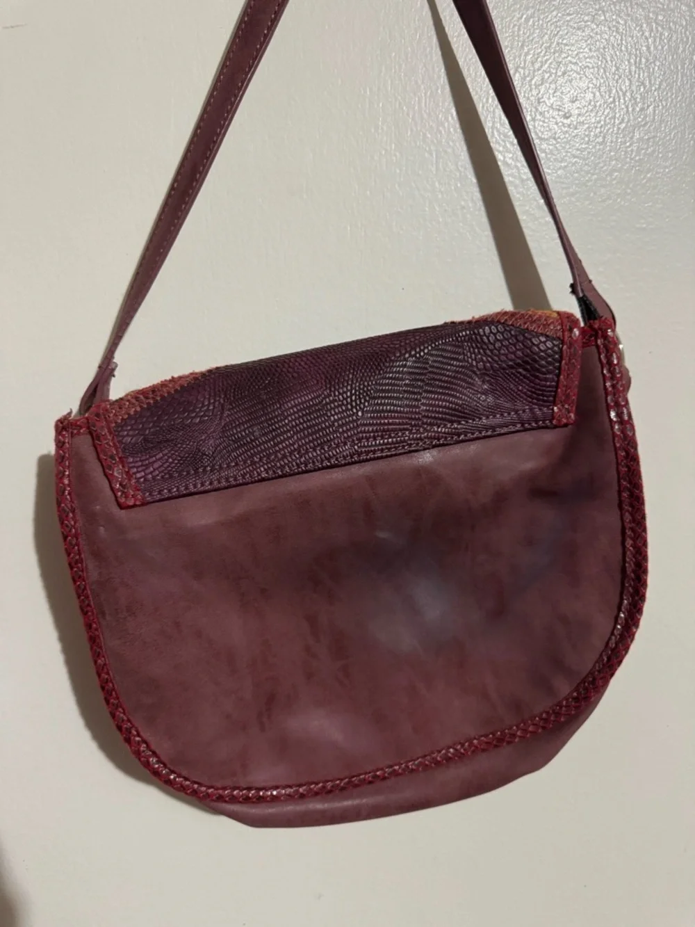 Steven Steve Madden Serape patchwork crossbody saddle bag leather trim